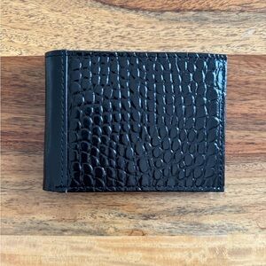 Neiman Marcus Men’s Lizard Slim Wallet in Black